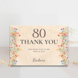 優雅な野の花 八十歳の誕生日お礼 サンキューカード