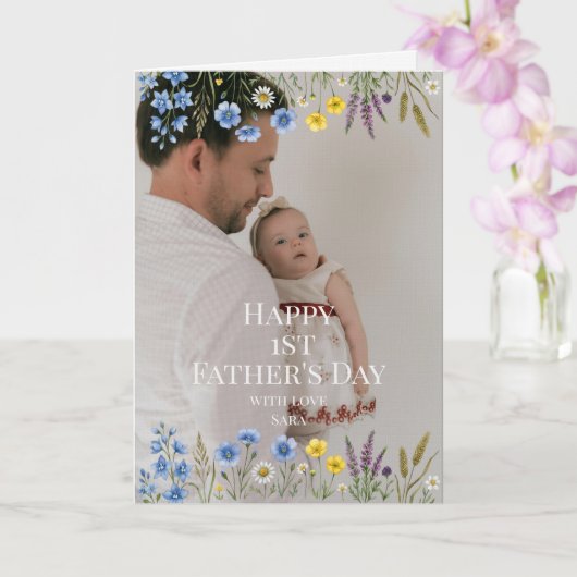 優雅な野の花 初めての父の日フォト Dad カード (蘭)