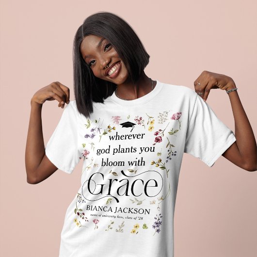 優雅な野の花 '恵みをもって花開く' 卒業 トライブレンドTシャツ
