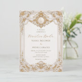 優雅な金と白のバロックスタイル結婚式Nuestra+Boda 招待状 (スタンド正面)