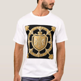優雅な金のシールド付き紋章 Tシャツ