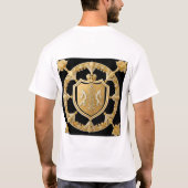 優雅な金のシールド付き紋章 Tシャツ (裏面)