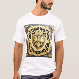 優雅な金のシールド付き紋章 Tシャツ