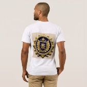 優雅な金のシールド付き紋章 Tシャツ (裏面フル)