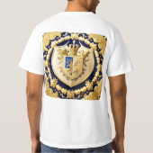 優雅な金のシールド付き紋章 Tシャツ (裏面)