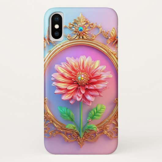 優雅な金のフレームのフラワーデザイン Case-Mate iPhoneケース (裏面)