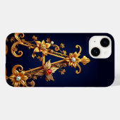 優雅な金の文字A　豪華な花の装飾 Case-Mate iPhoneケース (裏面 (横))