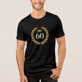 優雅な金の月桂樹の花輪クラウン 60歳の誕生日 トライブレンドＴシャツ