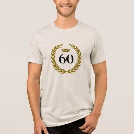優雅な金の月桂樹の花輪クラウン 60歳の誕生日 トライブレンドＴシャツ