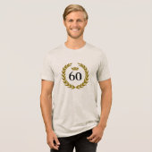 優雅な金の月桂樹の花輪クラウン 60歳の誕生日 トライブレンドTシャツ (正面全面)