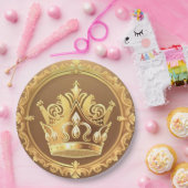 優雅な金の王冠 ペーパープレート (パーティー)