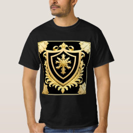 優雅な金の紋章と装飾の盾 Tシャツ