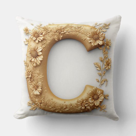 優雅な金の花のC字 クッション (正面)