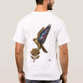 優雅な金の鳥とバラのアートTシャツ Tシャツ (裏面)