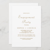 優雅な金ゴールド書道婚約パーティ 招待状 (正面/裏面)