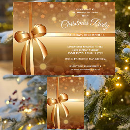 優雅な金ゴールド、ホワイトギフトラップクリスマスパーティー 招待状