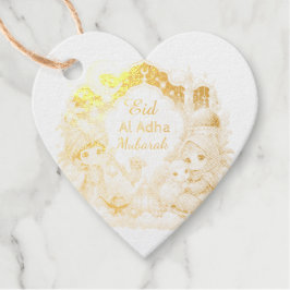 優雅な金箔付きちびキャラEid Aldha Mubarak フェイバータグ