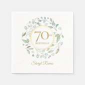 優雅な金色の月桂樹の花輪 70歳の誕生日 スタンダードカクテルナプキン (正面)
