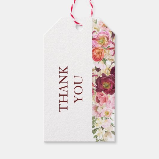 優雅な開花結婚の ギフトタグ (正面)