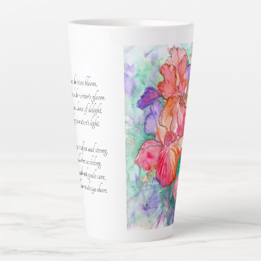 優雅な開花 – アイリスの花母の日の詩 カフェラテマグ (正面)