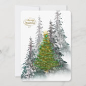 優雅な雪景色の森のクリスマスツリーホリデーカード 招待状 (正面)