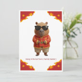 優雅な雲のカピバラの旧正月グリーティング カード (スタンド正面)