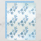 優雅な青い水の色の花スクラップブック紙 (正面/裏面)