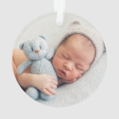 優雅な青色の赤ちゃん男の子の最初のクリスマスの写真 オーナメント (裏面)