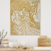 優雅な静穏：スワンヴィンテージのポスター付き女性 ポスター (キッチン)