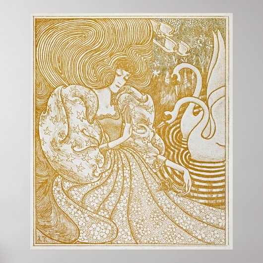 優雅な静穏：スワンヴィンテージのポスター付き女性 ポスター (正面)