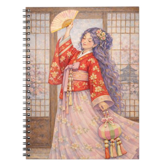 優雅な韓服と扇子 ノートブック (正面)