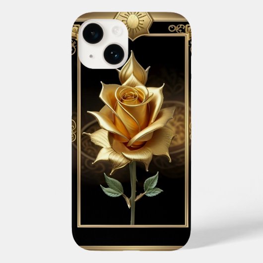 優雅な額縁入りのゴールデンローズアート Case-Mate iPhoneケース (裏面)