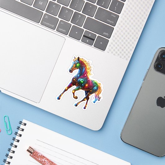 優雅な馬 シール (ノートパソコンとiPhone)
