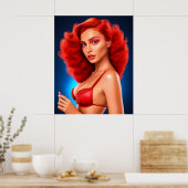 優雅な魅力的な女性： ポスター (キッチン)