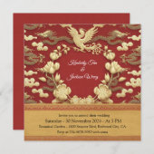 優雅な鮮やかな赤 招待状 (正面/裏面)