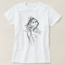 優雅な鯉の抽象的スケッチ Tシャツ