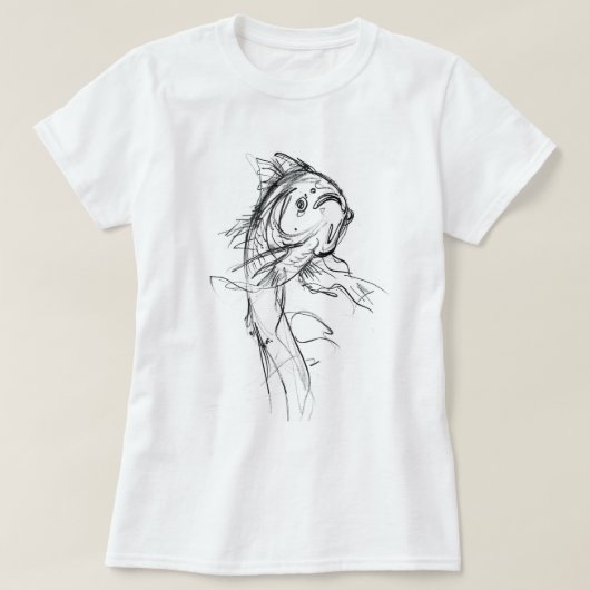 優雅な鯉の抽象的スケッチ Tシャツ (デザイン正面)