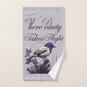 優雅な鳥と紫離れの | 自然のパレット バスタオルセット (ハンドタオル)