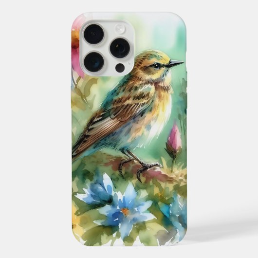 優雅な鳥と花のエレガンス ソングバード メロディ iPhoneケース (裏面)