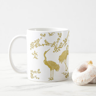 優雅な鶴のアート柄 | カラフルな鶴の鳥 コーヒーマグカップ