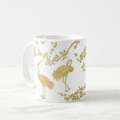 優雅な鶴のアート柄 | カラフルな鶴の鳥 コーヒーマグカップ (正面左)