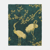 優雅な鶴のアート柄 | カラフルな鶴の鳥 フリースブランケット (正面)