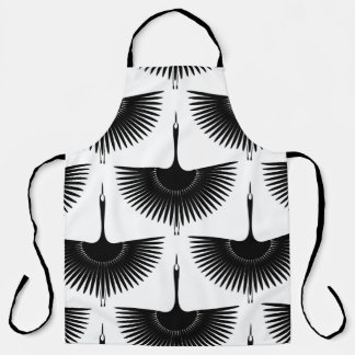 優雅な鶴：オリエンタルバードパターン エプロン