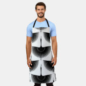 優雅な鶴：オリエンタルバードパターン エプロン (着用した状態)