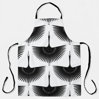 優雅な鶴：オリエンタルバードパターン エプロン