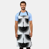 優雅な鶴：オリエンタルバードパターン エプロン (着用した状態)