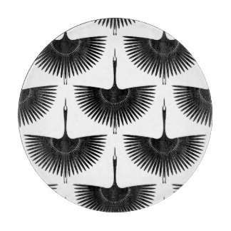 優雅な鶴：オリエンタルバードパターン カッティングボード