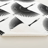 優雅な鶴:オリエンタルバードパターン シェルパブランケット (3/4)