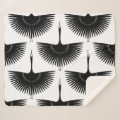 優雅な鶴:オリエンタルバードパターン シェルパブランケット (正面(横))