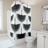 優雅な鶴:オリエンタルバードパターン シャワーカーテン (インサイチュ)